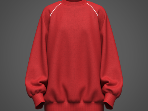 Womens Oversized Sweatshirt Red 3D-Modell