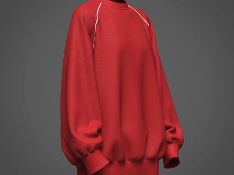 Womens Oversized Sweatshirt Red 3D-Modell