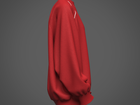 Womens Oversized Sweatshirt Red 3D-Modell