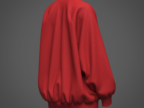 Womens Oversized Sweatshirt Red 3D-Modell