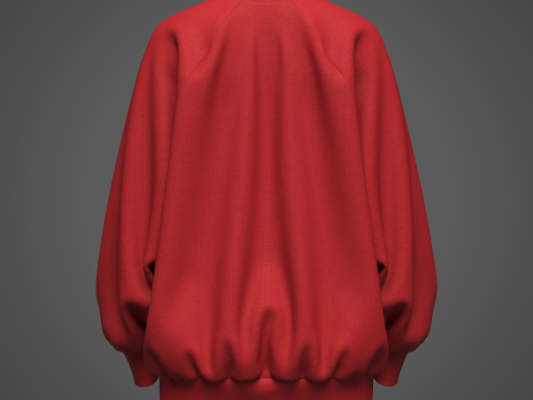Womens Oversized Sweatshirt Red 3D-Modell
