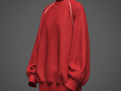 Womens Oversized Sweatshirt Red 3D-Modell