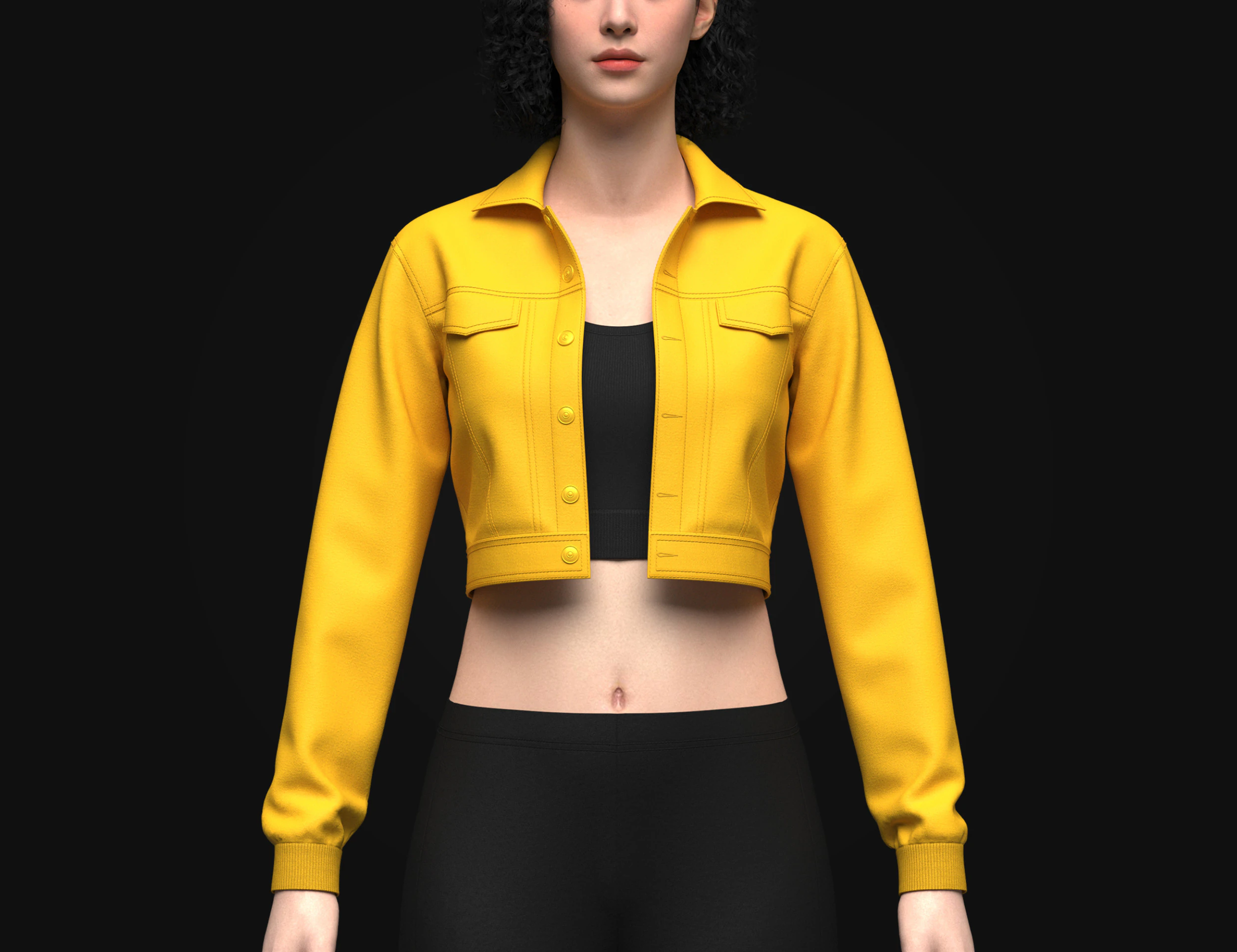 Womens Cropped Denim Jacket 3D Model .c4d .max .obj .3ds .fbx .stl .blend 
