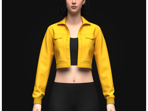Womens Cropped Denim Jacket 3Dモデル