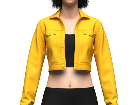 Womens Cropped Denim Jacket 3D Model