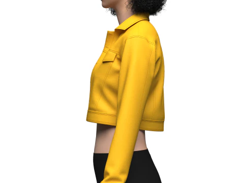Womens Cropped Denim Jacket 3D Model