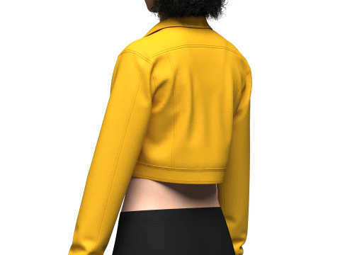 Womens Cropped Denim Jacket 3D Model