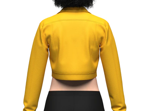 Womens Cropped Denim Jacket 3D Model