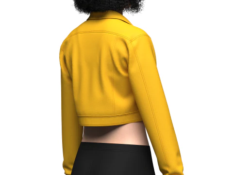 Womens Cropped Denim Jacket 3D Model