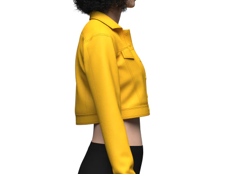 Womens Cropped Denim Jacket 3D Model