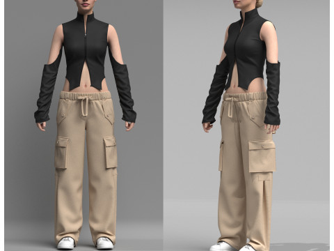 Womens Cargo Outfit 3Dモデル