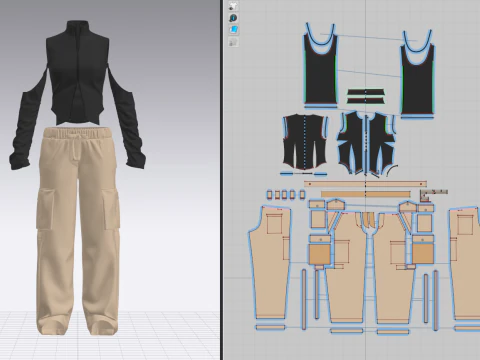 Womens Cargo Outfit 3D Model