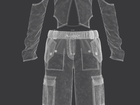 Womens Cargo Outfit Model 3D
