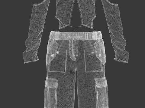 Womens Cargo Outfit 3D Model