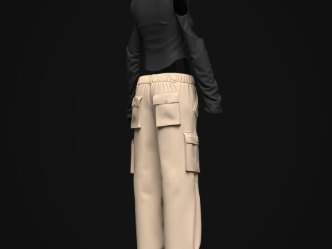 Womens Cargo Outfit Model 3D