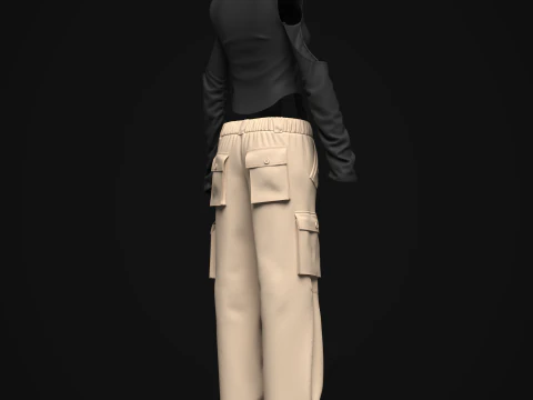 Womens Cargo Outfit 3D Model