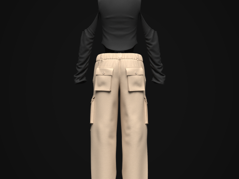 Womens Cargo Outfit Model 3D