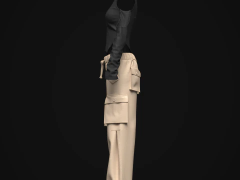 Womens Cargo Outfit 3D Model