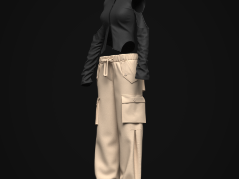 Womens Cargo Outfit Model 3D