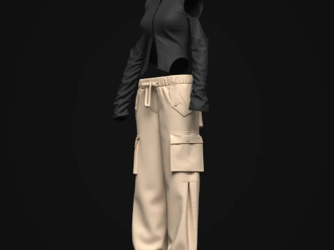 Womens Cargo Outfit 3D Model