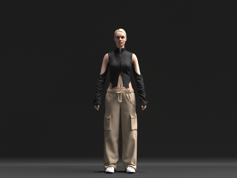 Womens Cargo Outfit Model 3D