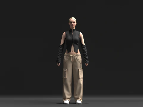 Womens Cargo Outfit 3D Model