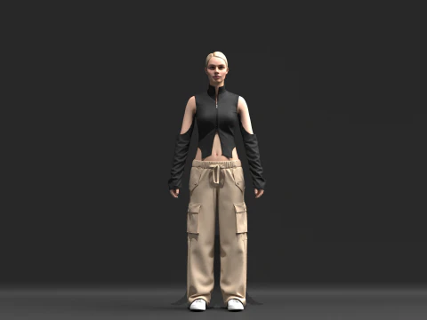 Womens Cargo Outfit 3D Model