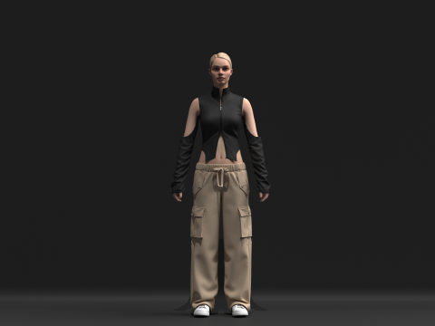 Womens Cargo Outfit Model 3D