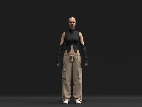 Womens Cargo Outfit 3D Model