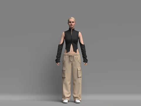 Womens Cargo Outfit 3D Model