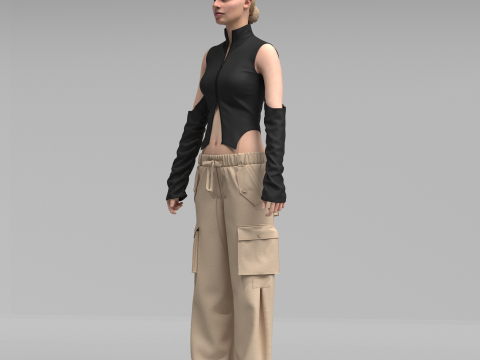 Womens Cargo Outfit Model 3D