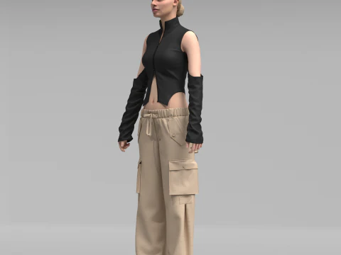 Womens Cargo Outfit 3D Model