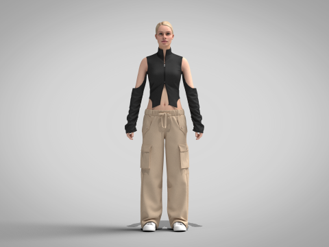 Womens Cargo Outfit Model 3D