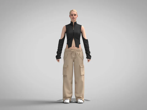 Womens Cargo Outfit 3D Model