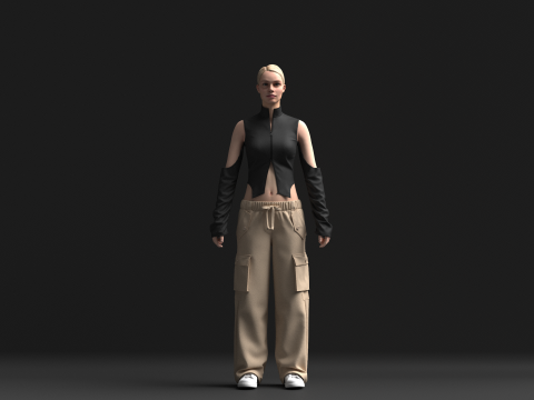 Womens Cargo Outfit Model 3D