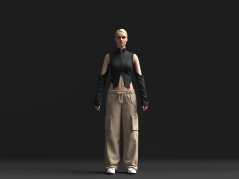 Womens Cargo Outfit 3D Model