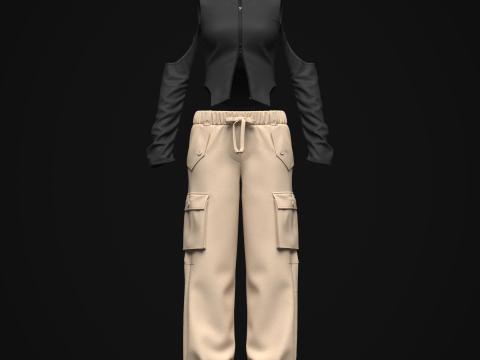 Womens Cargo Outfit Model 3D