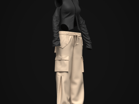 Womens Cargo Outfit Model 3D