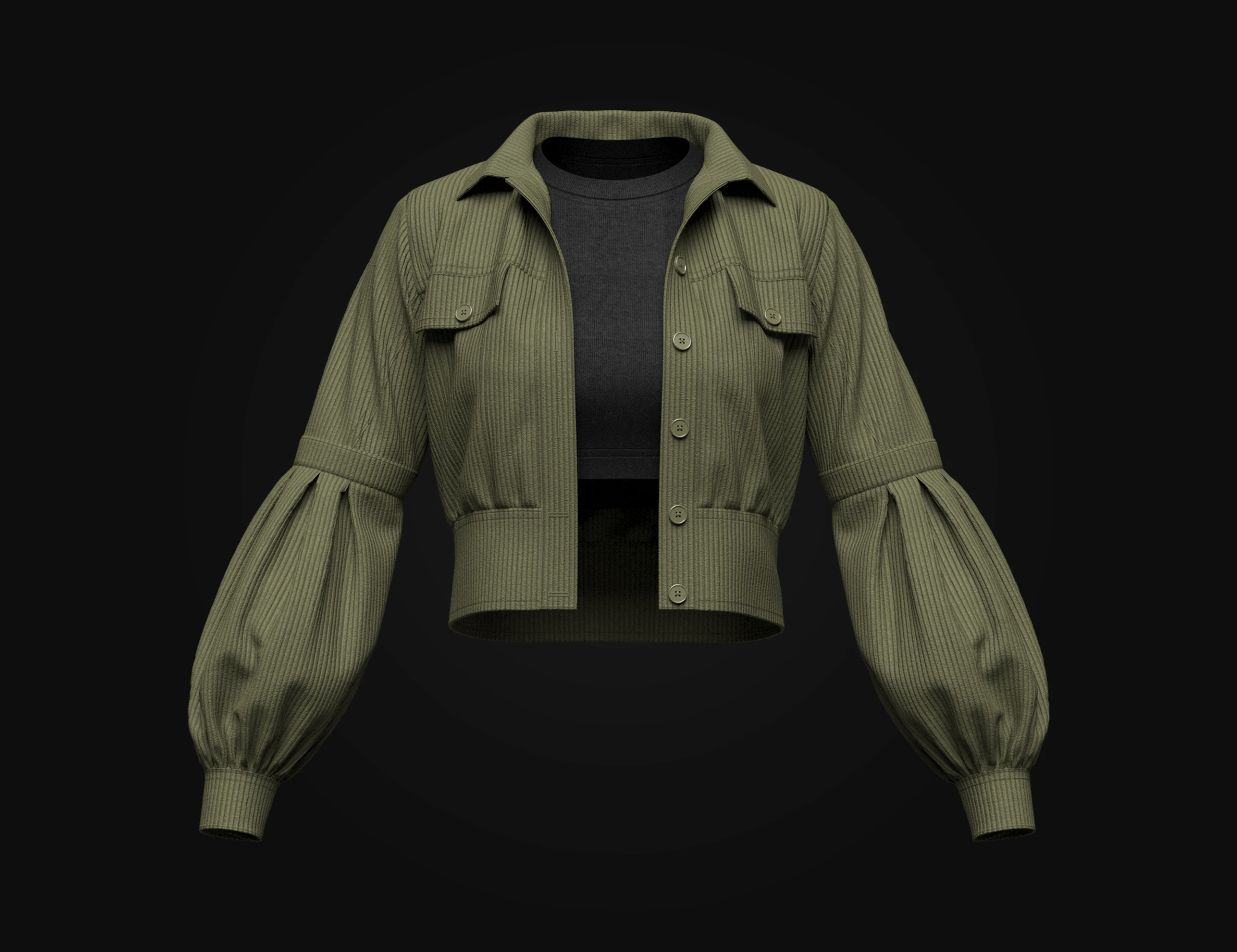 Womens Corduroy Cropped Jacket 3D Model .c4d .max .obj .3ds .fbx .stl .blend