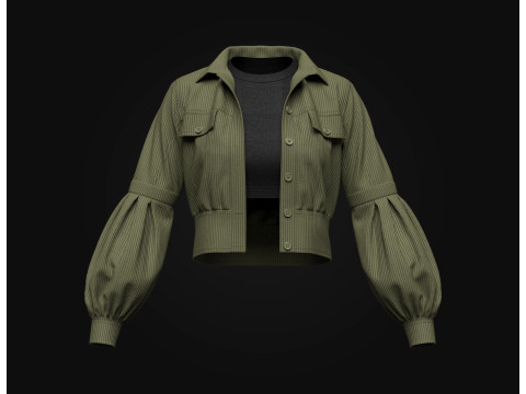 Womens Corduroy Cropped Jacket 3D Model