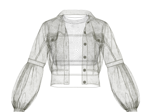 Womens Corduroy Cropped Jacket 3D Model