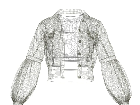 Womens Corduroy Cropped Jacket 3D Model