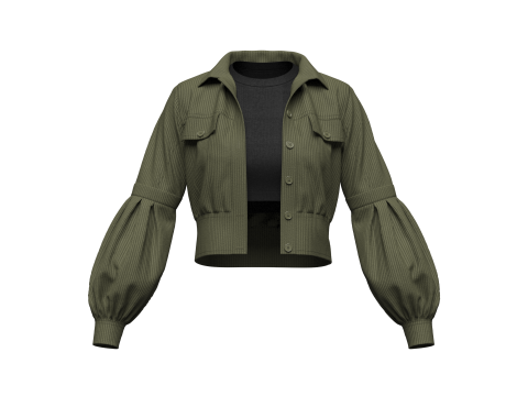 Womens Corduroy Cropped Jacket 3D Model