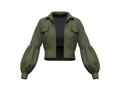 Womens Corduroy Cropped Jacket 3D Model