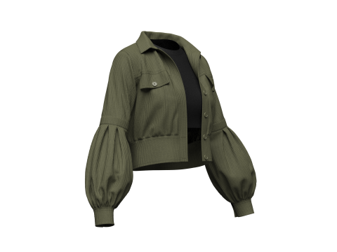 Womens Corduroy Cropped Jacket 3D Model