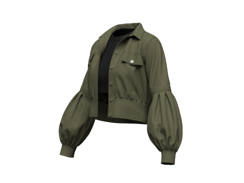 Womens Corduroy Cropped Jacket 3D Model