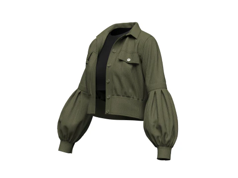 Womens Corduroy Cropped Jacket 3D Model