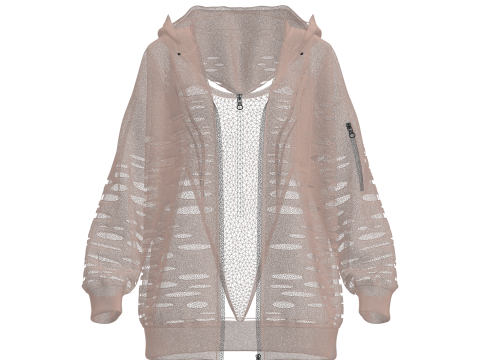 Womens Destroyed Hoodie and Bodysuit Modelo 3D