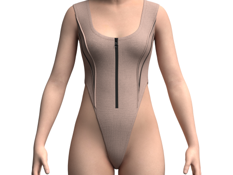 Womens Destroyed Hoodie and Bodysuit Modelo 3D