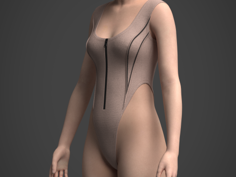 Womens Destroyed Hoodie and Bodysuit Modelo 3D